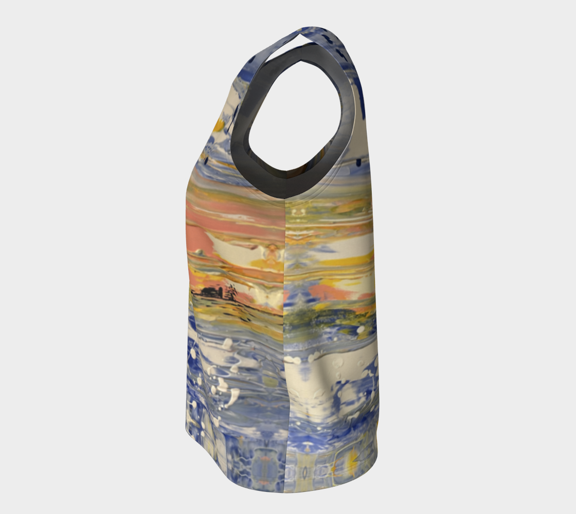 “Blue Snow” Loose Tank Top LONG (Blue, Yellow, White)