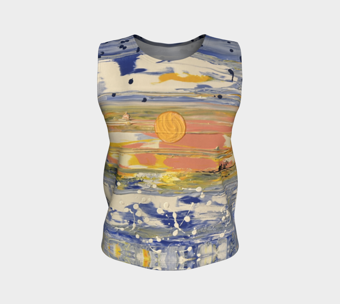 “Blue Snow” Loose Tank Top LONG (Blue, Yellow, White)