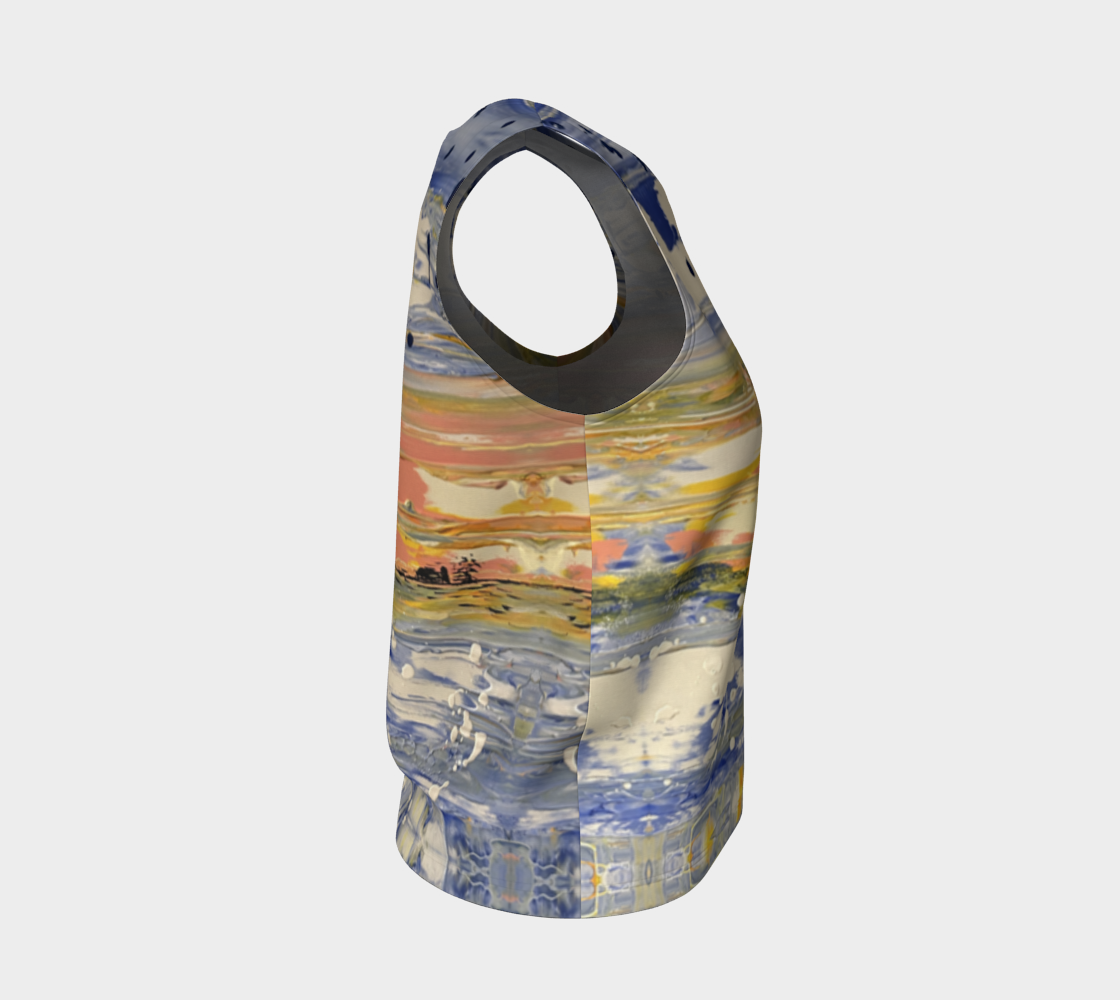 “Blue Snow” Loose Tank Top LONG (Blue, Yellow, White)