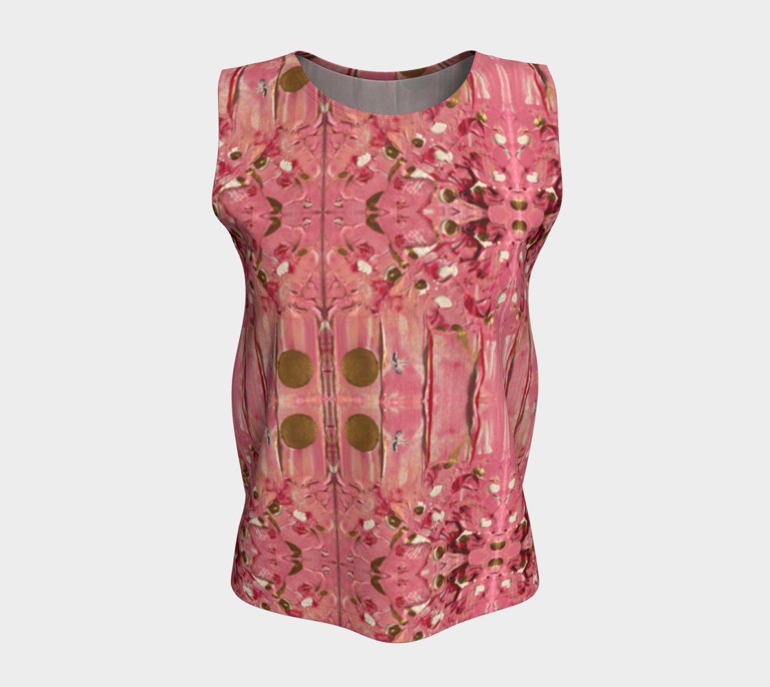 “Gratitude” Loose Tank Top LONG (Pink, Gold)