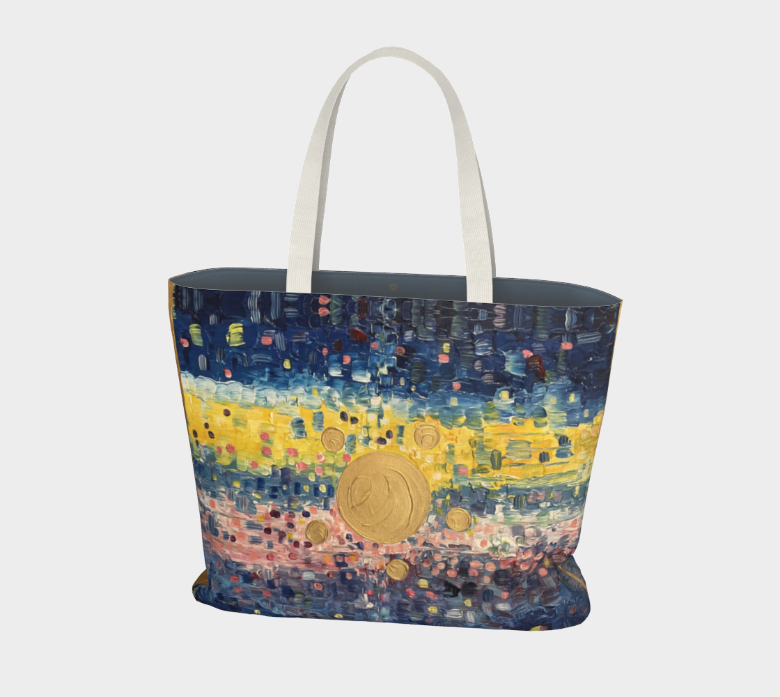 "Holy Family" Large Market Tote (Blue, Yellow, Pink)