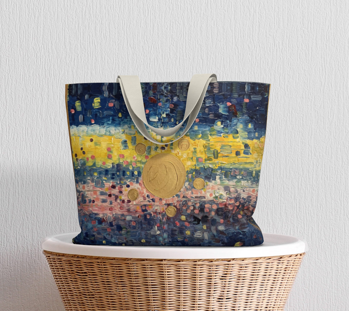 "Holy Family" Large Market Tote (Blue, Yellow, Pink)