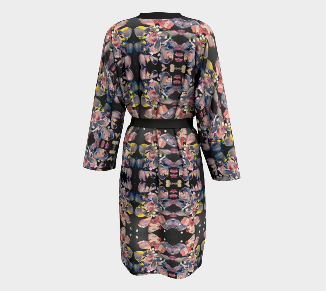 "Grace in Orchid Petals" Peignoir (Black, Pink, Yellow)