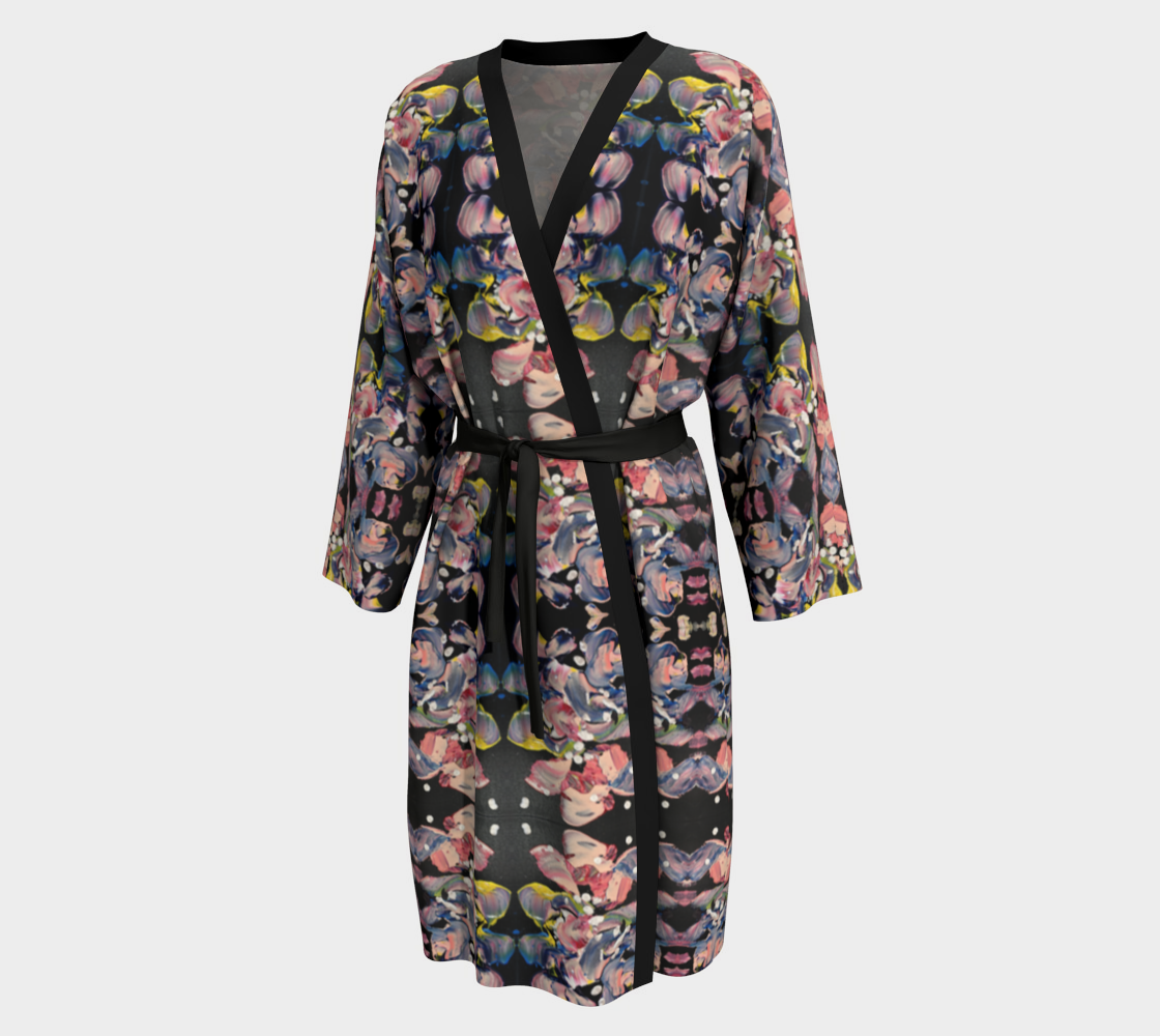 "Grace in Orchid Petals" Peignoir (Black, Pink, Yellow)
