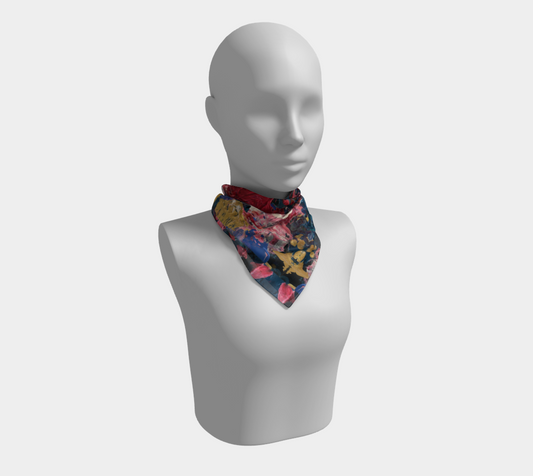 "Wild Carnations" Square Scarf (Pink, Blue)
