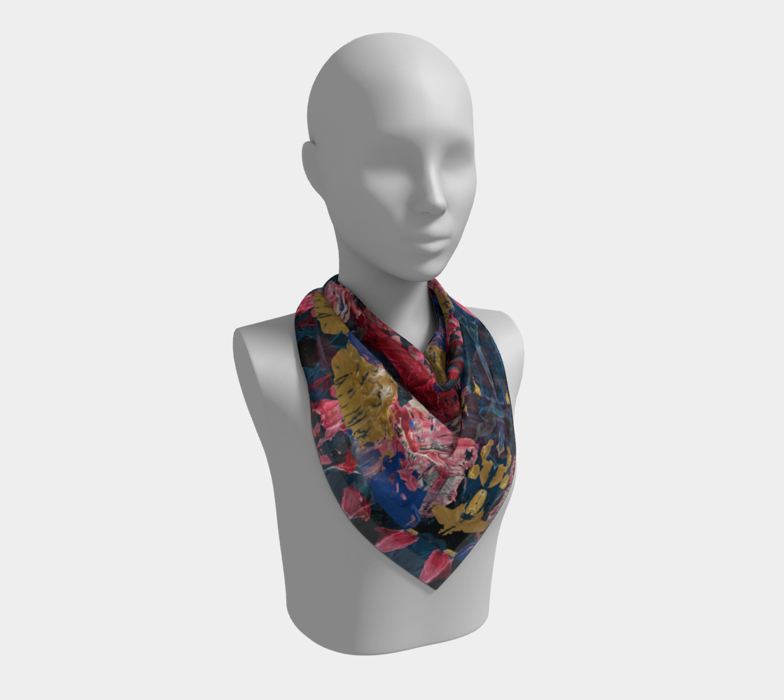"Wild Carnations" Square Scarf (Pink, Blue)
