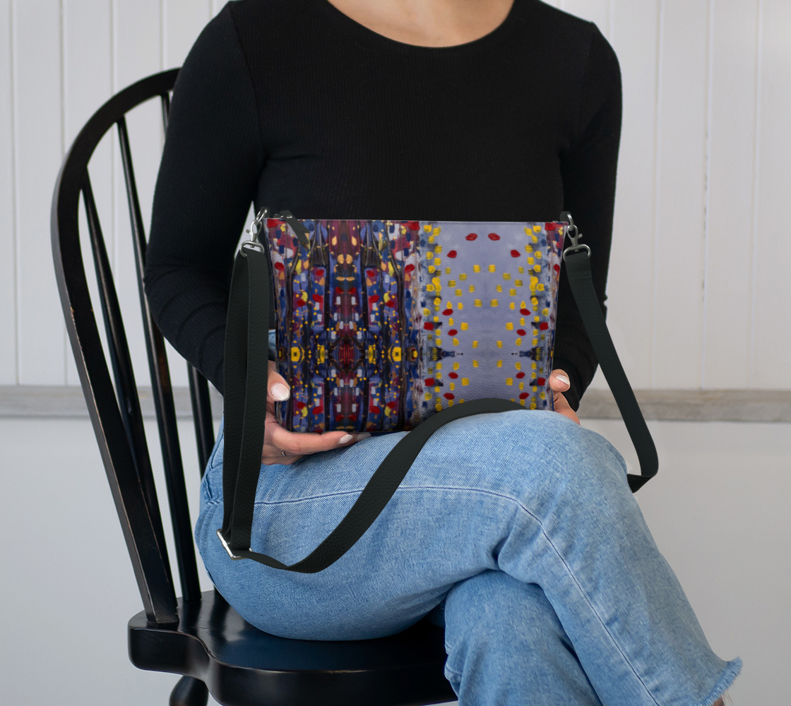 "Daybreak"  Crossbody Vegan Purse (Purple, Red)