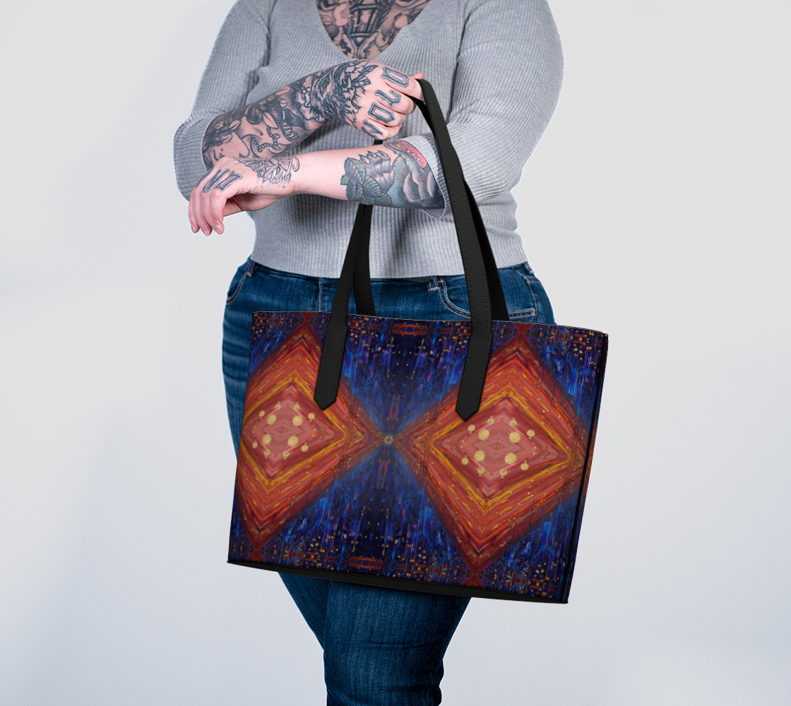 "Dawn" Vegan Leather Tote (Blue, Red)