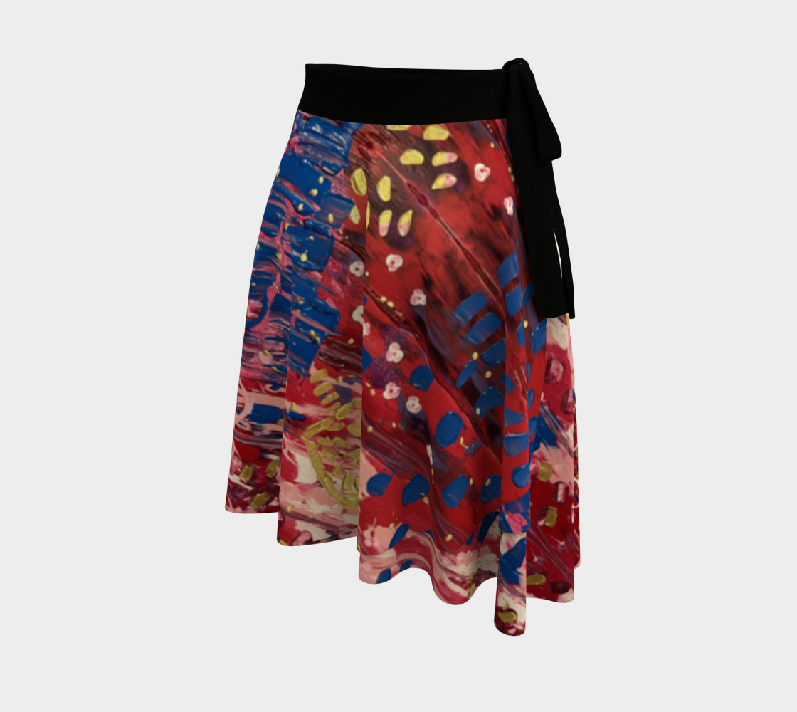"Hearts and Flowers" Wrap Skirt (Red, Pink, Blue)
