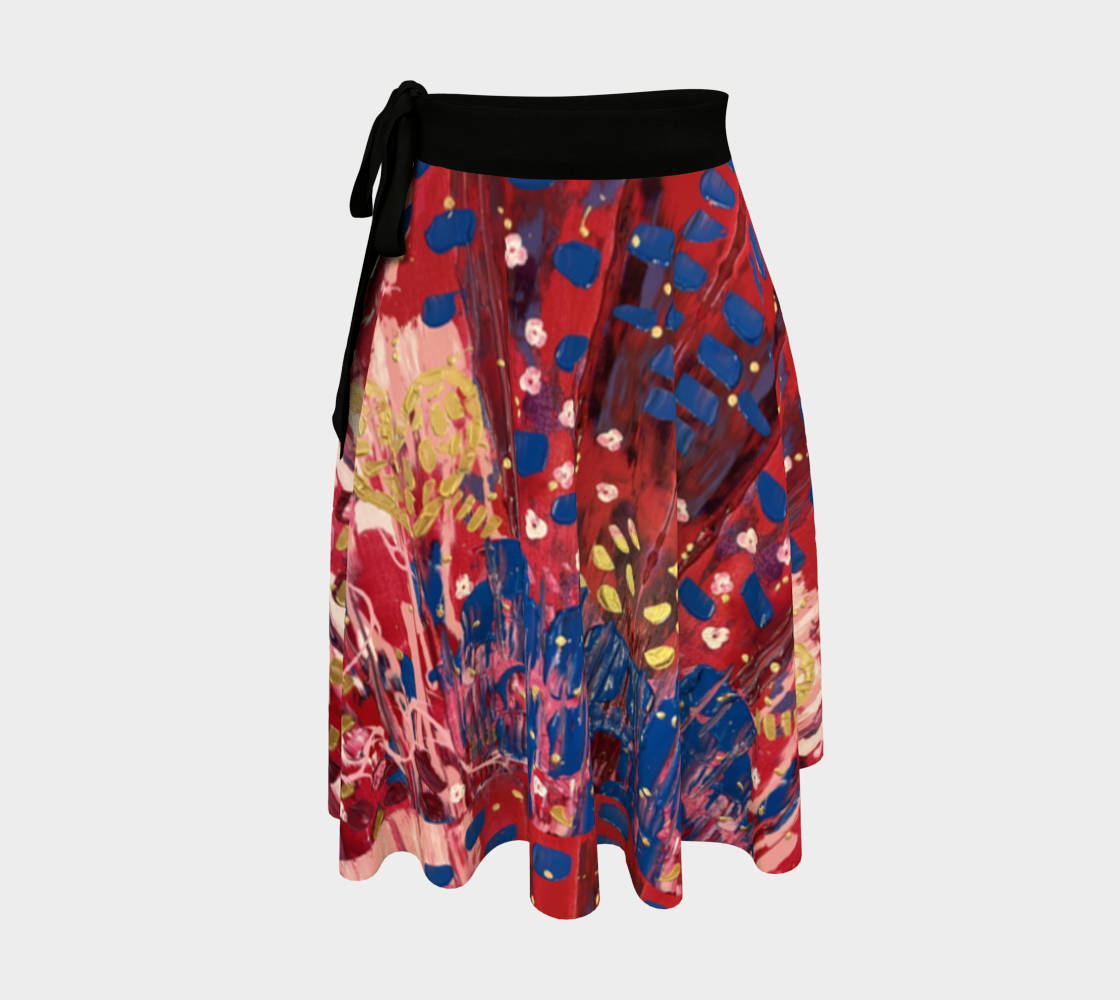 "Hearts and Flowers" Wrap Skirt (Red, Pink, Blue)