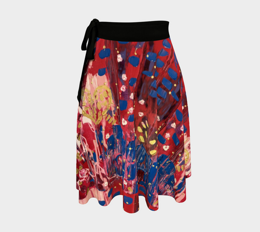 "Hearts and Flowers" Wrap Skirt (Red, Pink, Blue)