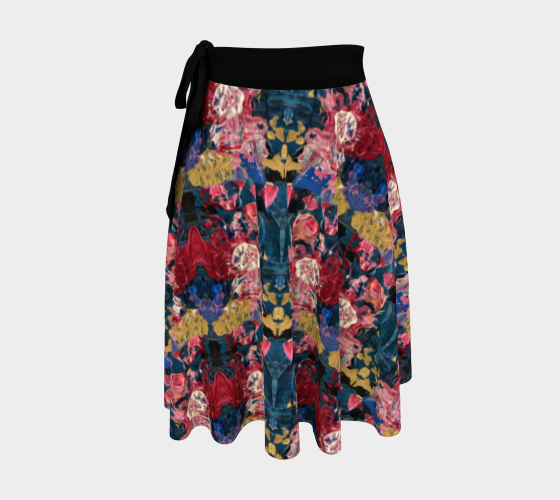 "Wild Carnations" Wrap Skirt (Pink, Blue)