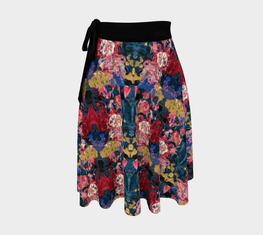"Wild Carnations" Wrap Skirt (Pink, Blue)